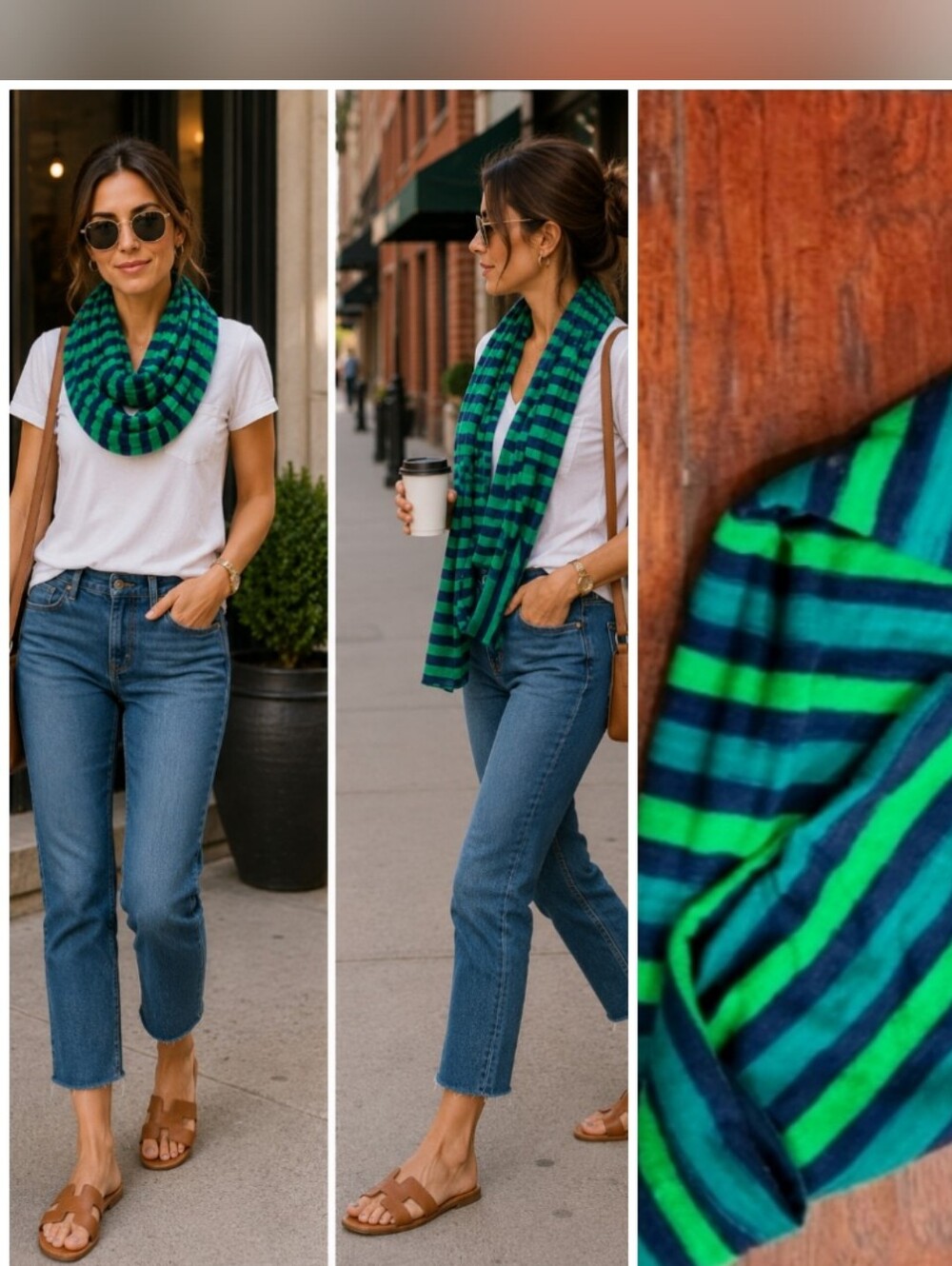 GAP GREEN STRIPED SCARF